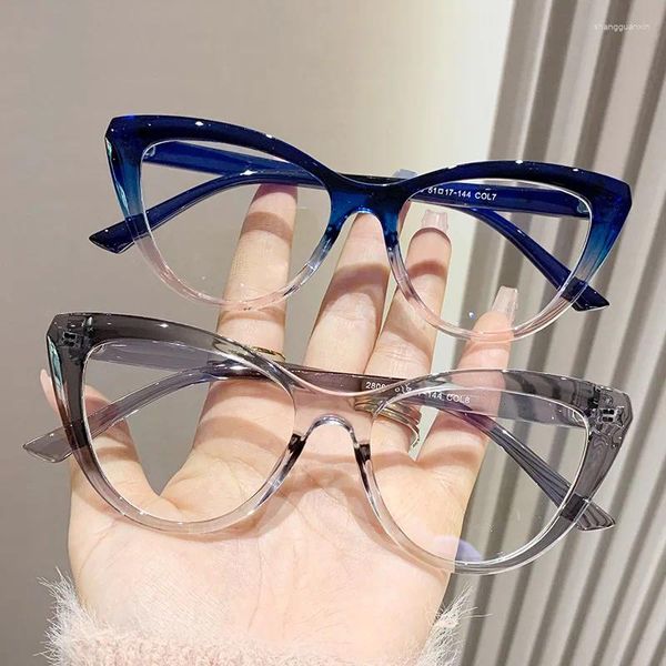 Gafas de sol 2024 Cat Gradiente de ojo Color Anti azul Gafas de lectura de lectura Marco Mujeres gafas de moda Marca de anteojos de moda de moda