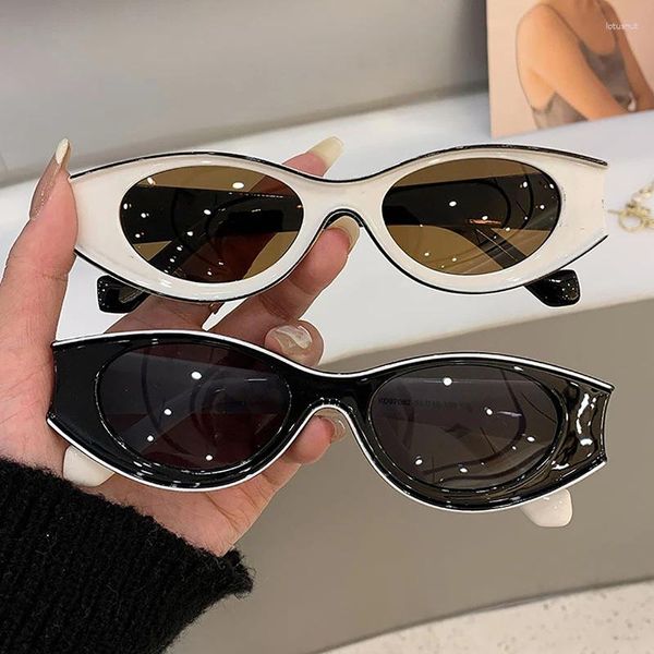 Lunettes de soleil 2024 Cat Eye ovale Personnalise Fashion Trendy Vintage Femmes Femmes Designer Eyewear pour les dames