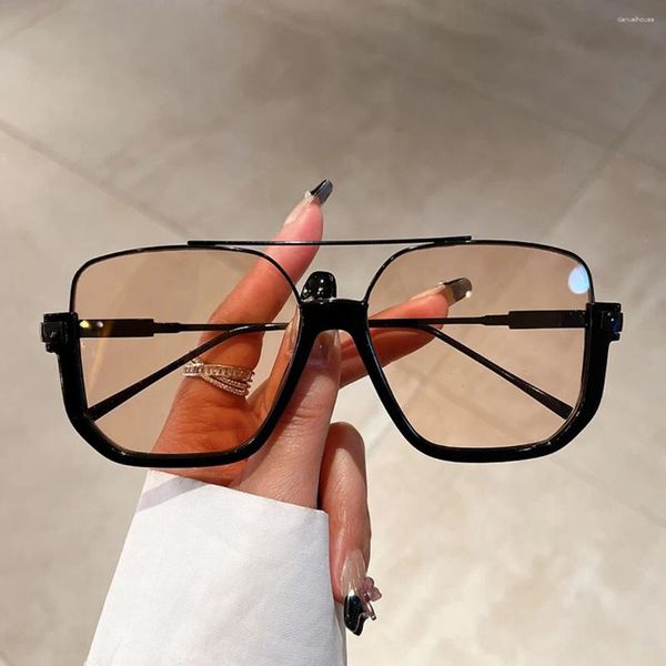 Lunettes de soleil 2024 Mode coréenne surdimensionnée hommes femmes carrés nuances lunettes à la mode marque design Uv400 lunettes de soleil