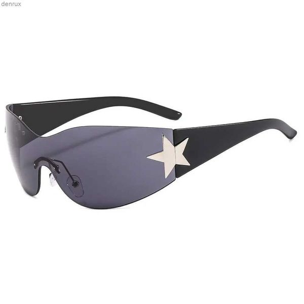 Lunettes de soleil 2024 Fashion Punk Y2K Femmes de soleil Fashion Package de mode entourant les lunettes de soleil Star Star Decoratives Lunes UV400 GOGGLESL240403