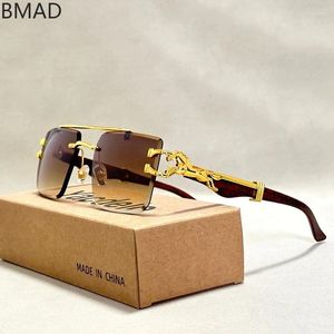 Gafas de sol 2024 Fashion Rimless Vintage Diseñador Gafas Oculos Gafas de Sol Drop Bienvenido Lentes Lentes