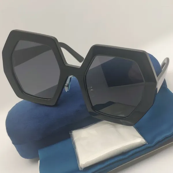 Gafas de sol 2024 de moda cuadradas de acetato polígono negro para mujer, gafas de sol de diseñador de marca para mujer, tortuga, chica, UV400
