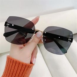 Sonnenbrille 2024 Mode Vintage Randlose Farbverlauf Uv400 Schutz Frauen Reisen Fahren Brille Sonnenbrille Brillen
