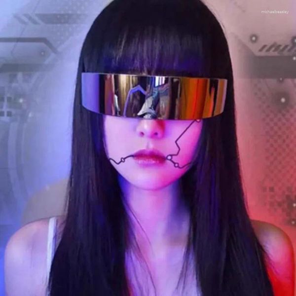 Gafas de sol 2024 Futurista envoltura alrededor de hombres gafas de disfraces máscara novedosa suministros de fiestas de halloween decoración