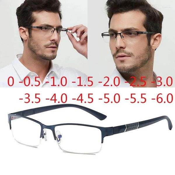 Lunettes de soleil 2024 demi-monture en métal lunettes de lecture unisexe hommes affaires Anti lumière bleue 0 1 1.5 2 2.5 3 4 5 6 Gafas