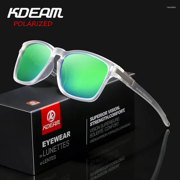 Gafas de sol 2024 KDEAM POLARIZADO PARA MENOS MUJERES Sun Gamias Sol Espejo Mirror Verde Lenos Templo translúcido Eyewear