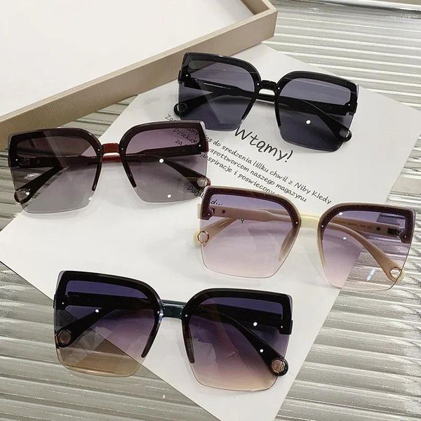 Gafas de sol 2024 Mujer de gran tamaño Fashion Rimless Vintage Sol Sun Glasses Eyewear Diseño de marca UV400 GAFAS DE SOL