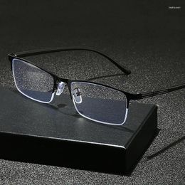 Lunettes de soleil 2024 Cadre PC Men de lecture de lunettes vintage Business Half Border Hyperopia Eyeglass masculin 1.0-4.0