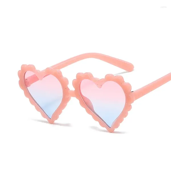 Gafas de sol 2024 Peach Heart Children's Jelly Flower Border Niños Niñas Gafas Gradiente Amor Tesoro Lindo Partido Gafas