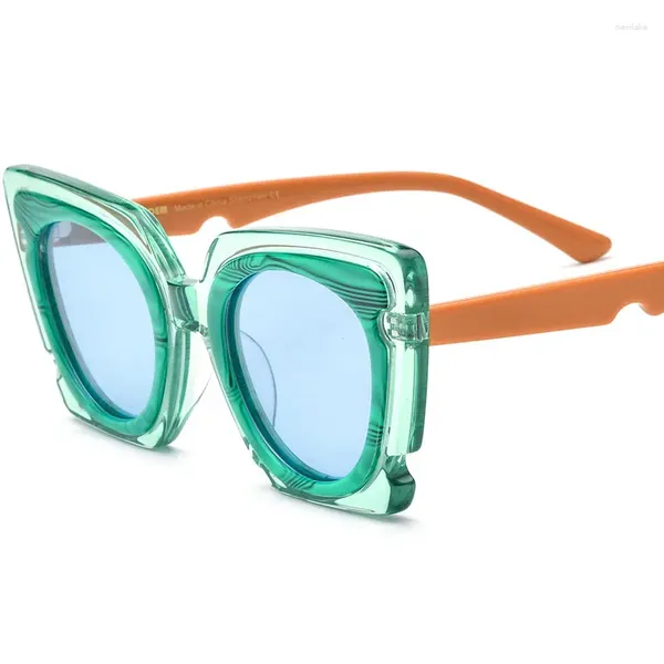 Lunettes de soleil polarisées pour hommes et femmes, plaque de couleur arc-en-ciel, œil de chat, mode Tiktok, même miroir de conduite, cyclisme, 2024