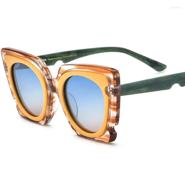 Gafas de sol 2024 Placa de arco iris Ojo de gato Hombres y mujeres Moda polarizada Hombres Estrellas Mismo espejo de conducción Montar UV400