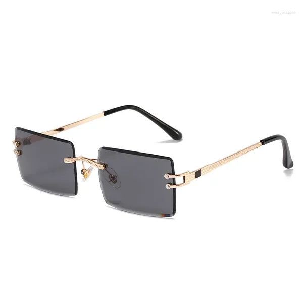 Gafas de sol 2024 Rectángulo sin montura para mujeres Moda Sin marco Gafas cuadradas Hombres Vintage Gafas ultraligeras Sombras unisex