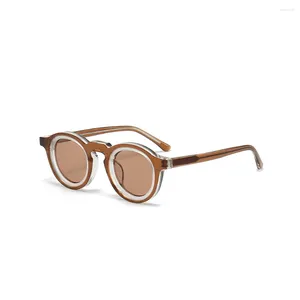 Zonnebril 2024 Top Fashion Brand Vintage Retro Hip Hop Stijl Mannen Vrouwen Acetaat Ronde Frame Uv400 Outdoor Lenzen