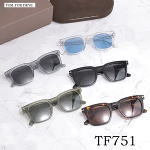Gafas de sol 2024 Trend Ladies Tom para Deye Brand TF751 ACETATO CUADRADO Mujeres polarizadas UV 400 Sun Glasse