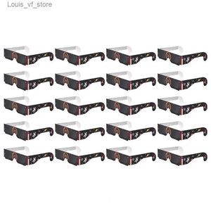 Lunettes de soleil 20Pcs cadre en papier verre ISO 12312-2 certification d'observation solaire directe pour les vues d'éclipse solaire H240316