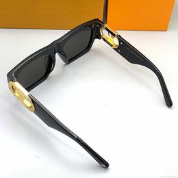 Gafas de sol 24ss Link Square Sunclasses Z1478W Diseñador de moda Gafas de sol para mujer Monturas de acetato negro Lentes negras Bisagra de metal dorado con iniciales Lady Square glas