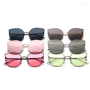 Gafas de sol 2XPC Moda Mujer Para Cat Eye Designer Vintage Mirrored Eyeglasses Shades