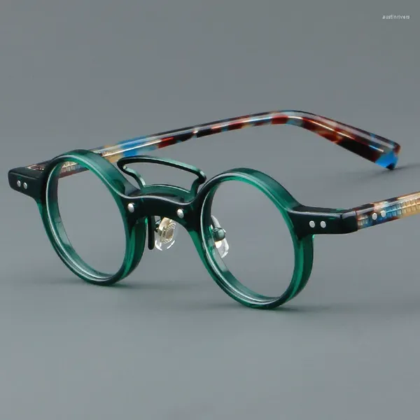 Gafas de sol de acetato de 35 mm, gafas de lectura redondas pequeñas para hombre y mujer, gafas ópticas vintage, montura para hombres, gafas graduadas antirreflejo