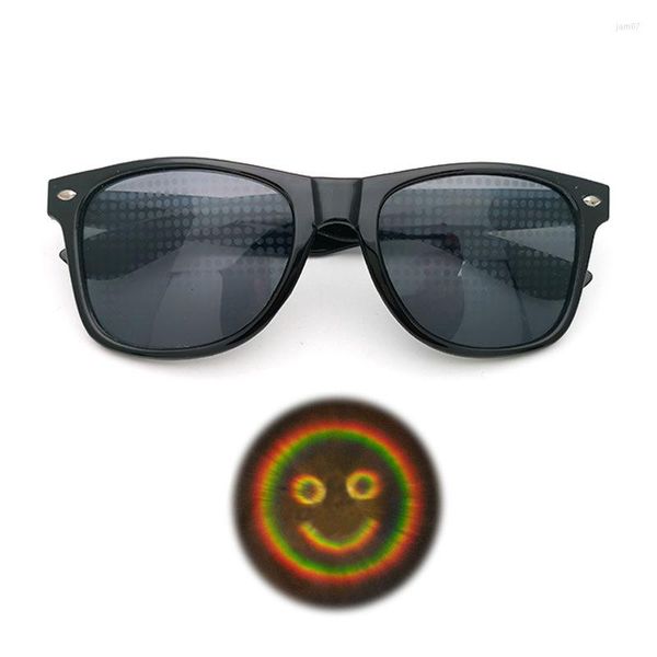 Gafas de sol 3D prisma efecto difracción gafas mujeres rectángulo Arco Iris caleidoscopio Festival estilo Rave gafas claro/gris lente