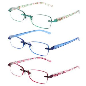 Zonnebrillen 3 stks pakken hoogwaardige UV400 Randless Dames leesbril vergrootglas voor brillenpresbyopische vrouw zonder rand