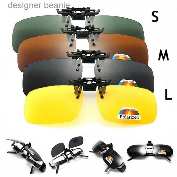 Gafas de sol 4 lentes grises de color gris clip de gafas de sol polarizadas en Flip Up UV 380 Conducción de gafas de visión nocturna de pesca C240411