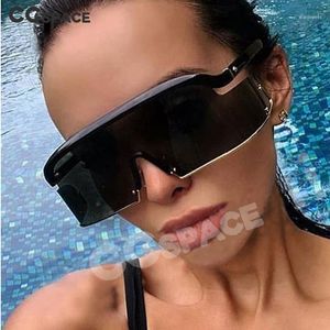 Lunettes de soleil 47153 Polarisée Rectangulaire One Lens Gugette Grand Cadre UV400 Hommes Femmes Soins oculaires Verres1