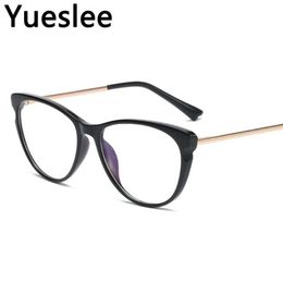 Zonnebrillen 49769 Plastic titanium anti blauw licht retro kat oogglazen frame mannen vrouwen optische modecomputerlocebril286v