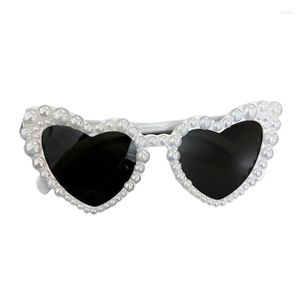 Gafas de sol 634C Lente de marco de perla delicada para niñas que toman gafas de boda Po