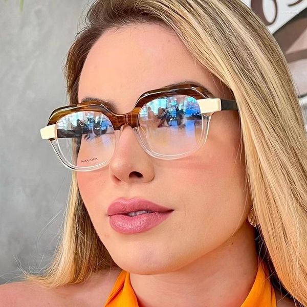 Lunettes de soleil 8 couleurs luxe TR90 carré femmes hommes oculaire femme Anti lumière bleue lunettes PC cadre lunettes lunettes lentille claire