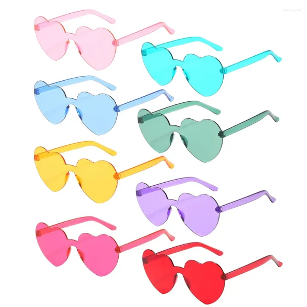 Lunettes de soleil polarisées pour femmes, 8 paires, teintées en cœur, personnalisées, accessoires décoratifs de fête, fournitures de Cosplay, piscine