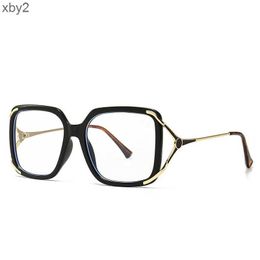 Occhiali da sole 86350 nuove lenti piatte anti Blu ray con cornice per foto da strada alla moda, occhiali da sole misti in plastica dorata