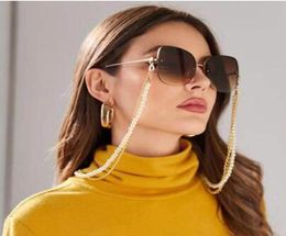 Lunettes de soleil accessoires à deux couches en plastique perle en métal plate plaquées de lunettes de chaîne de chaîne de lunettes en silicone pour femmes Colliers9087578