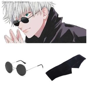 Zonnebrillen ACE Anime Jujutsu Kaisen Gojo Satoru Cosplay Props Zwarte Bril Steampunk Rond Frame Brillen Zonnebril Accessoires Mannen DamesL231114