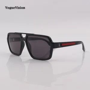 Lunettes de soleil Acetate Double Bar Frame carré pour l'homme Gradient et Miroir Lens Fashion Shield Eyewear UV400