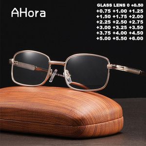 Sunglasses Ahora Glass Lens Reading Glasses Frame Men Women Metal Half Presbyopia Eyewear 0.5 0.75 1.25 1.75 2.25 2.75 5.0 5.5 6.0