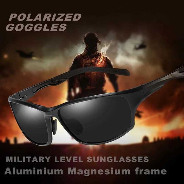 Lunettes de soleil monture en aluminium magnésium hommes lunettes de soleil militaires polarisées lunettes de conduite lunettes de soleil UV400 hommes gafas de sol de los hombres YQ240120