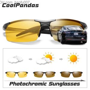 Lunettes de soleil aluminium magnésium pochromique lunettes de soleil polarisées lunettes de nuit hommes pilote jaune lunettes de conduite gafas de sol Z230705