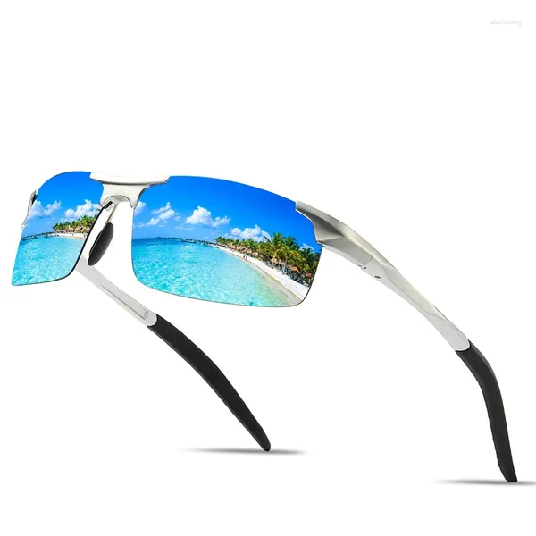 Lunettes de soleil en aluminium magnésium polarisées anti-poussière lunettes de sport équitation conduite pêche en plein air hommes