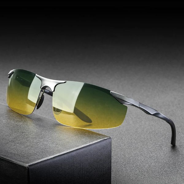 Gafas de sol de aluminio polarizadas UV400 Lente Día Noche Conductor Gafas de sol Deportes masculinos al aire libre para hombres Accesorios para gafas V8179 231121
