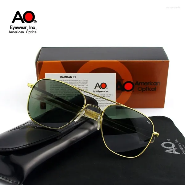 Gafas de sol American AO Hombres Ejército Aviación militar Piloto Gafas de sol Mujer Vintage con caja original