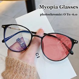 Gafas de sol anti-luz azul que cambian de Color, gafas de visión cercana, tendencia de moda, gafas pocrómicas para miopía óptica para hombres y mujeres