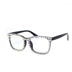 Zonnebrillen anti -blauw lichte computerglazen voor oogstam heldere lens vrouwen strass crystal bling bril 1