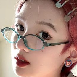 Lunettes de soleil anti-lumière bleue, mode coréenne rétro, petites lunettes ovales Y2k, monture plate surdimensionnée pour femmes