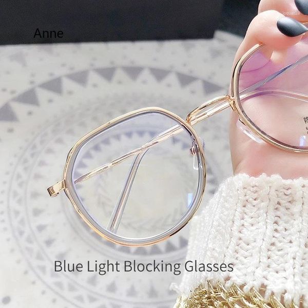 Gafas de sol Anti-Blue Light Glasses Vintage Marco 2024 Hexagon Metal Spectacles Fashion Frames Cómodos transparentes oculares