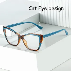 Lunettes de soleil Anti-lumière bleue pour femmes, monture œil de chat, marque de styliste, lunettes optiques surdimensionnées, claires pour hommes