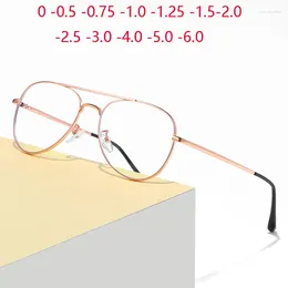 Sonnenbrille Anti Blue Rays Ovale Korrekturbrille für Kurzsichtige Metall Damen Herren Student Myopes Lunettes Dioptrien 0 -0,5 -0,75 bis -6