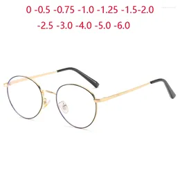 Lunettes de soleil anti-rayons bleus ronds moins degrés myopie lunettes femmes vintage étudiant lunettes optiques avec prescription 0 -0,5 -0,75 à -6,0