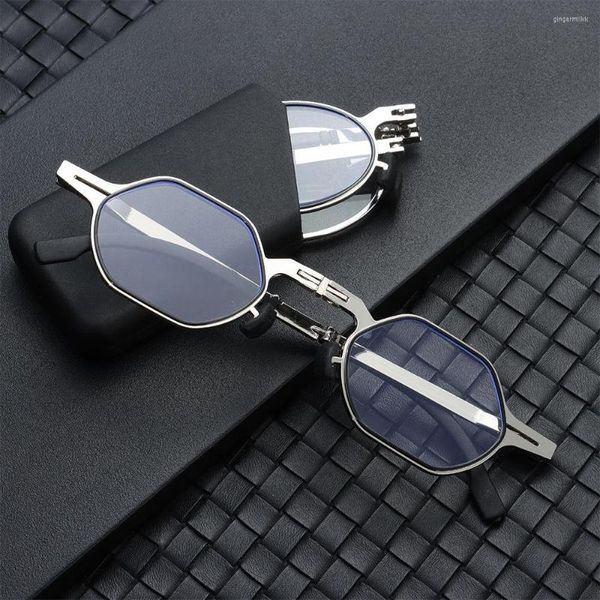Lunettes de soleil Anti-fatigue oculaire lecture lunettes avec étui Portable pliant Anti-lumière bleue bloquant la lecture UV400 pour femmes hommes