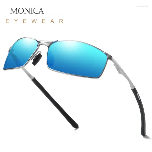 Gafas de sol antideslumbrantes cuadradas para miopía, gafas de sol polarizadas de moda de Metal para hombre, gafas de sol con revestimiento UV400, gafas de espejo