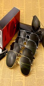 Zonnebril AO Men Brandontwerper Vintage American Aviation Army Militaire Zonneglazen Glazen lens Vrouw Gafas de Sol HOMBRE2609033